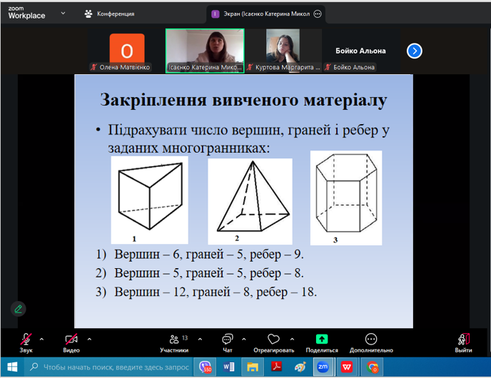 Відкрите заняття з математики: «Многогранник та його елементи. Опуклі многогранники»