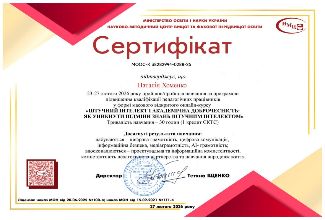 Підвищення кваліфікації з питань академічної доброчесності та штучного інтелекту